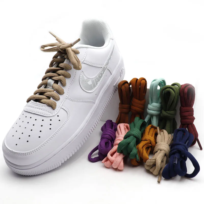 

Jumpman Duck SB 8.5MM Oval Lace Brown Beige Polyester Cotton Ropes 11 Solid Color for Ankle Boots Shoes Force AF1 Inelastic Lace