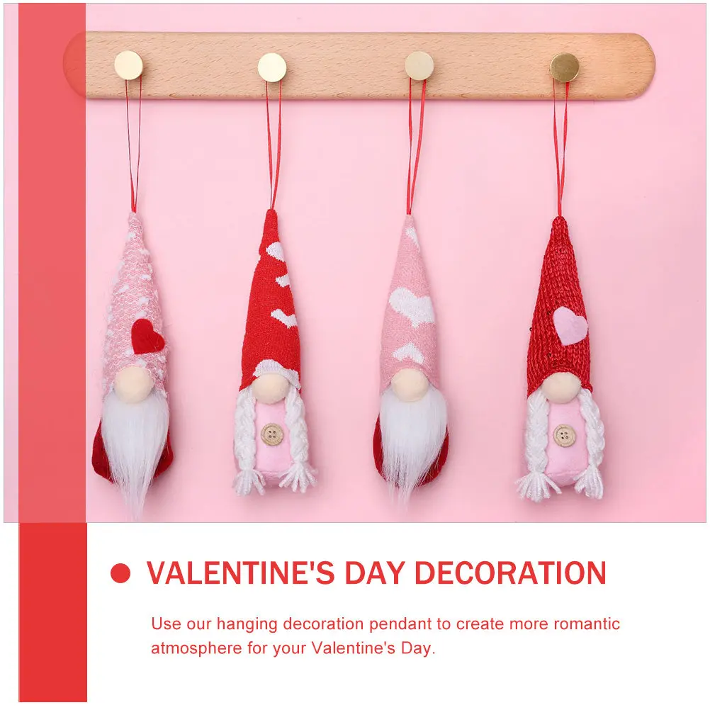 

8Pcs Valentine's Day Gnome Hanging Pendant Decor Non-Woven Fabric Lightweight Romantic Party Festival Home Store Decor
