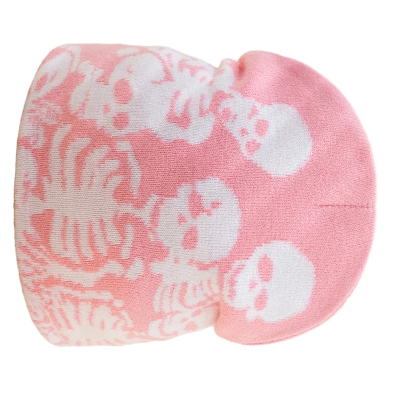 Elastic Windproof Beanie Hat Knit Halloween Skull Pattern Hat for Adult Teens