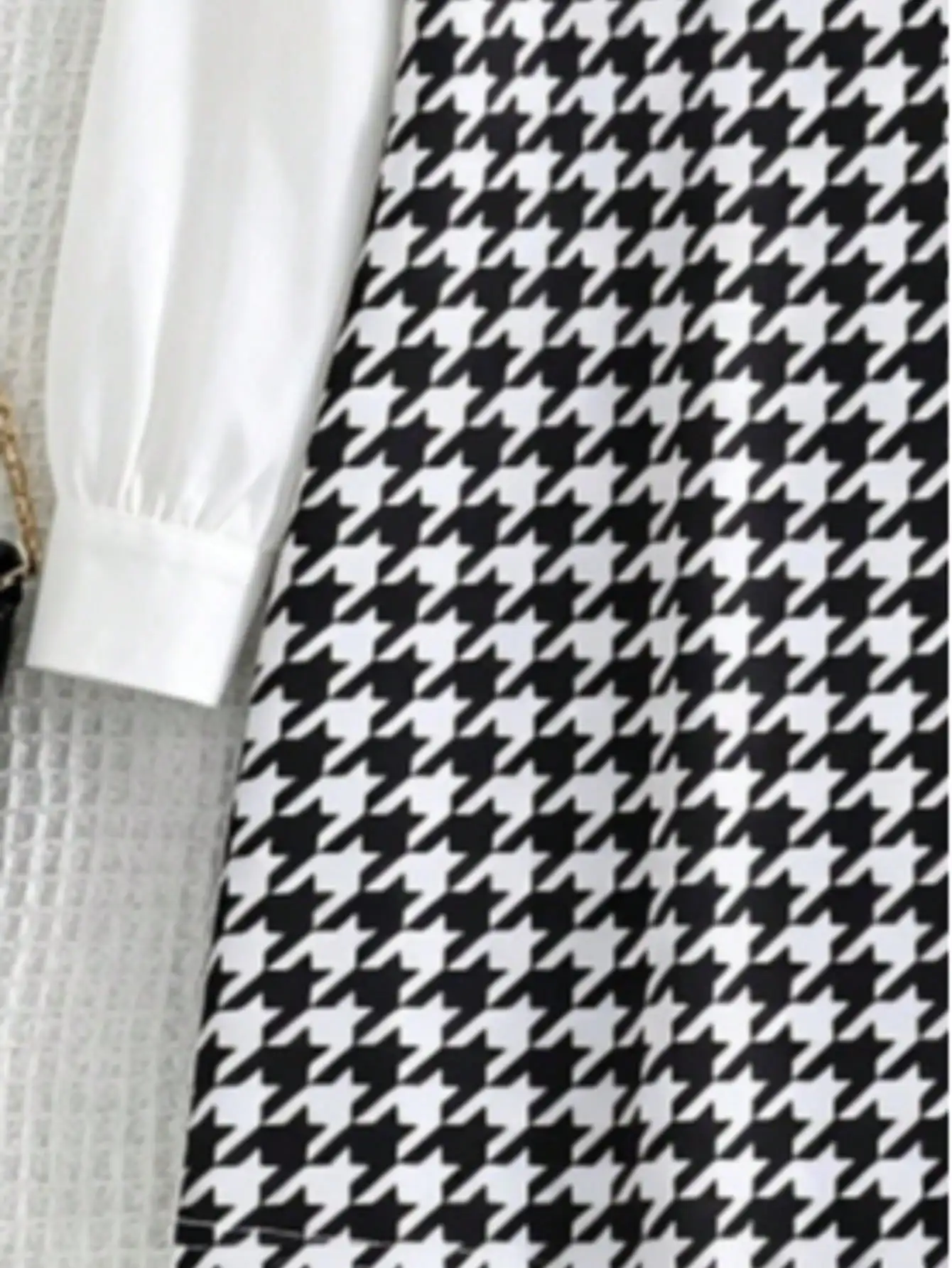 Langärmliges Mädchen-Hemdkleid mit Millennium-Gittermuster, Hosenträgern, Herbst-Revers, Knöpfen und Fake-Zweiteiler-Design, Kinderkleidung – Detail 7
