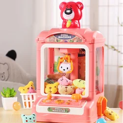 Automatic Doll Claw Machine Toy for Kids Mini Coin Operated Play Game Dolls Drawing Machines with Light Music Children's Day Toy