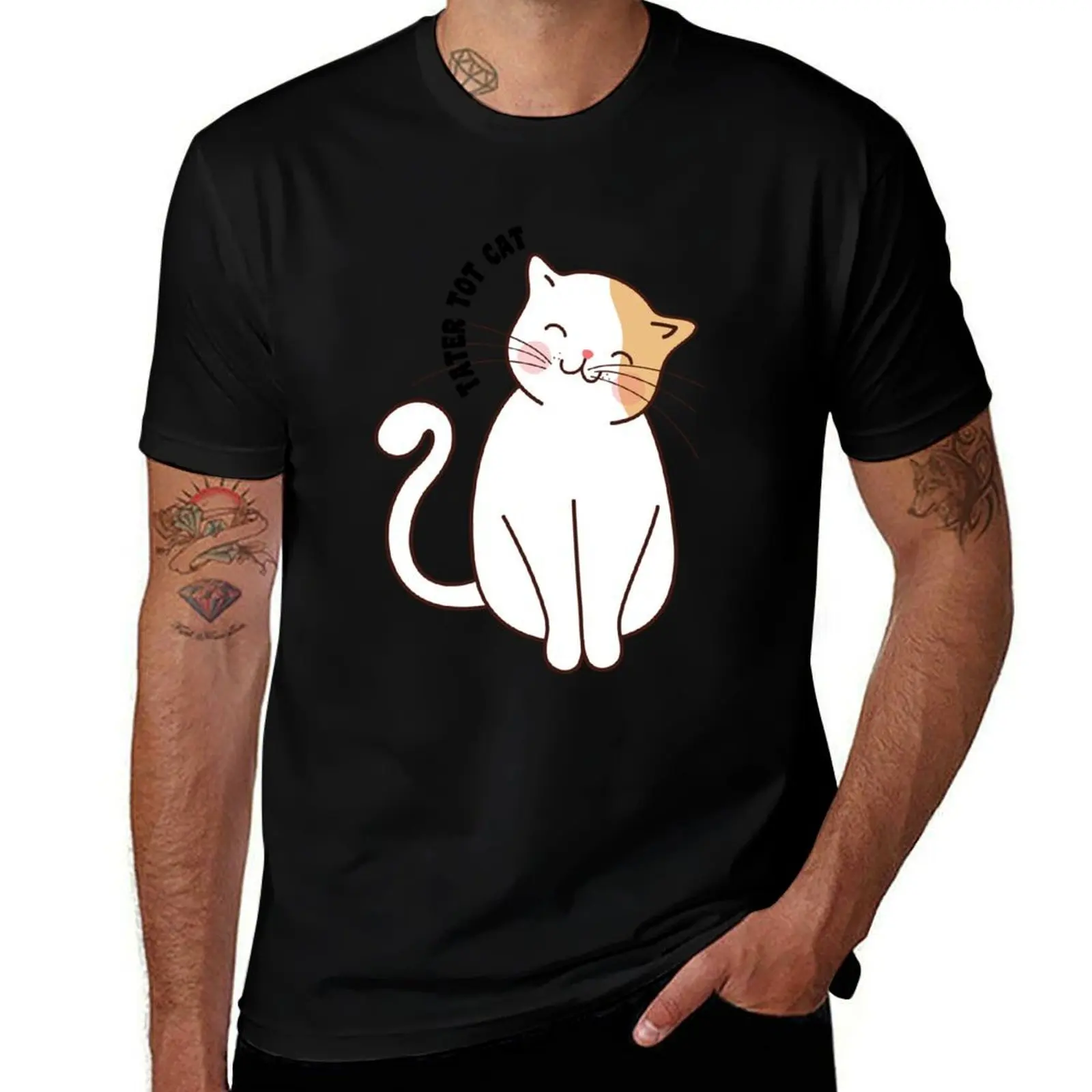 tater tot cat T-Shirt Basic Crew Neck Short Sleeve Top T-Shirt