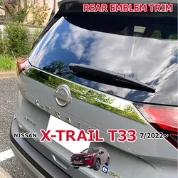 For NISSAN X-TRAIL T33 2022 Car Rear Emblem Trim Rear Bumper Strip Garnish Stainless Steel Chrome Car Styling Accessorie Sticker