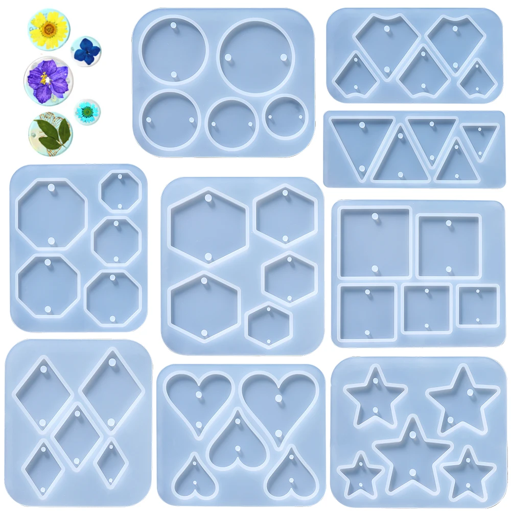 DIY Crystal Earrings Epoxy Resin Mold Mold Double-holes Pendants Silicone Molds Casting Molds for Earring Epoxy Resin Mould