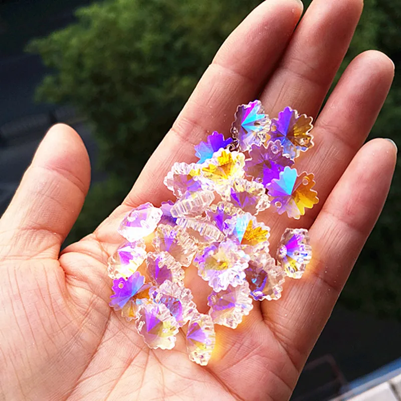 Top Quality 10PCS/Lot 14mm K9 Multicolor Crystal Snow Shape Chandelier Beads Beautiful Glass Stones Diy Dress Jewelry Making