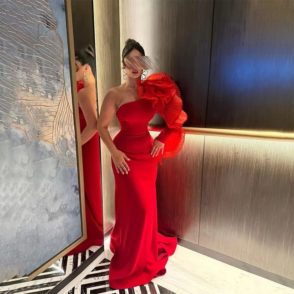 Robe de soirée sirène personnalisée, asymétrique épaule dénudée, charmante robe de bal à volants, Sexy, col bateau, robe de soirée
