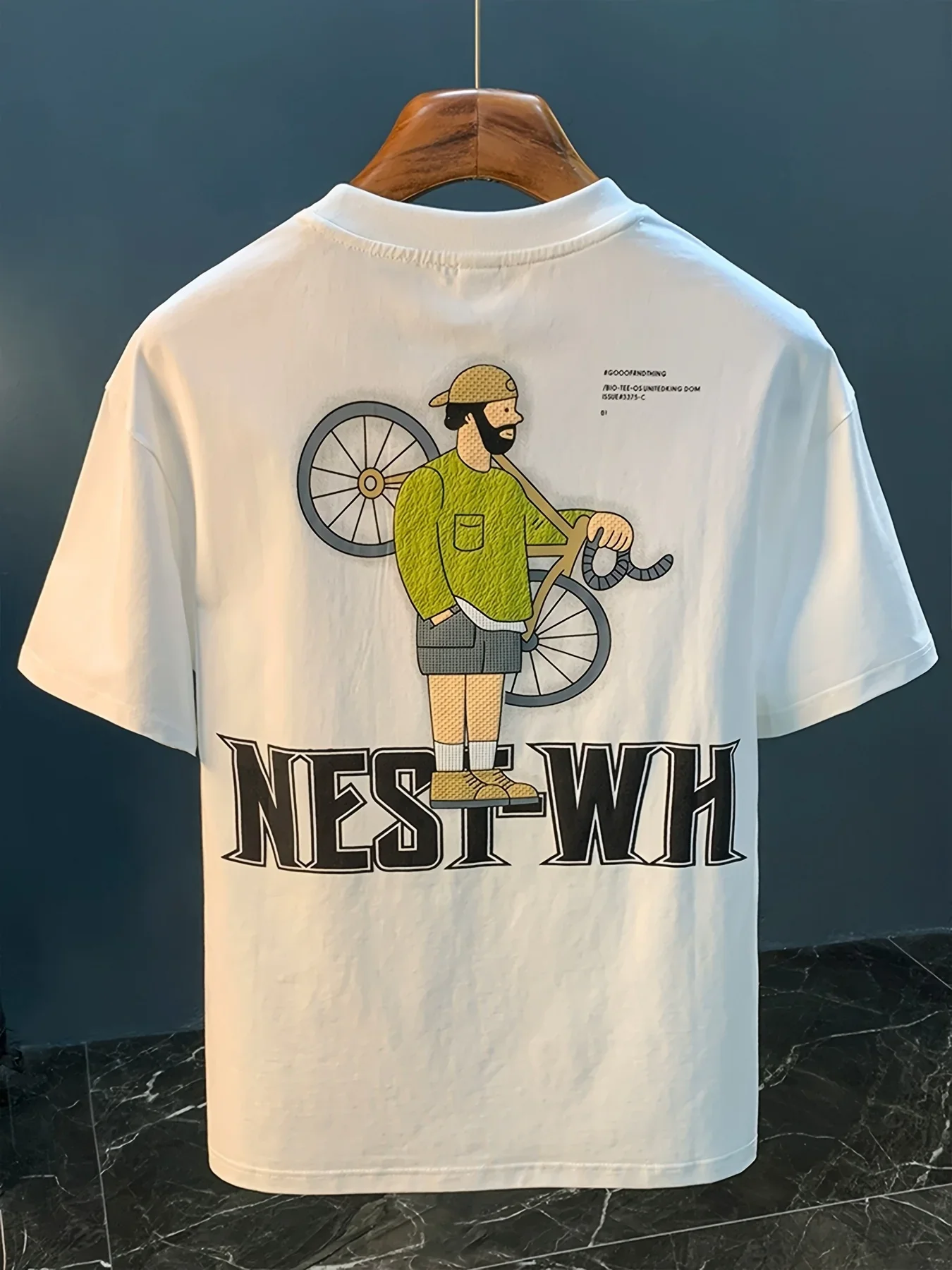 Men's 100% Cotton T-shirt Stylish Cyclist Character Graphic Tee Casual Daily Streetwear O-neck Short Sleeve Top For Urban Style