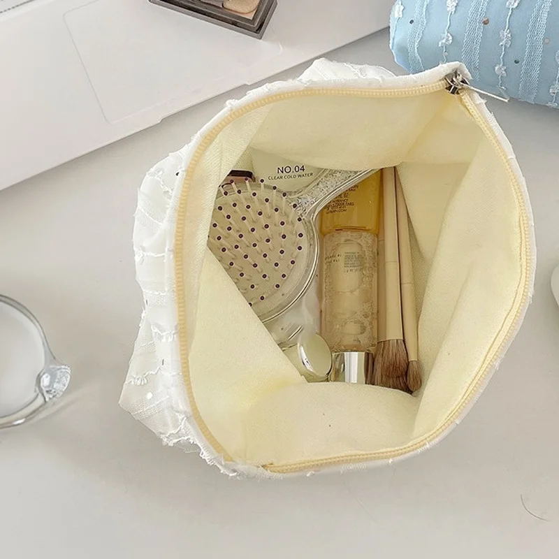 

Women's Large Travel Toiletry Make Up Bag Washing Cosmetic Organizer Makeup Storage Bag Lace Striped Paillette Cosmetic Bag