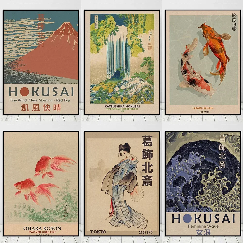 Hokusai Ohara Koson Japanese Art Poster Vintage Guest Room Home Bar Cafe Decoration Home Decoration Print Wall Poster Picture 2
