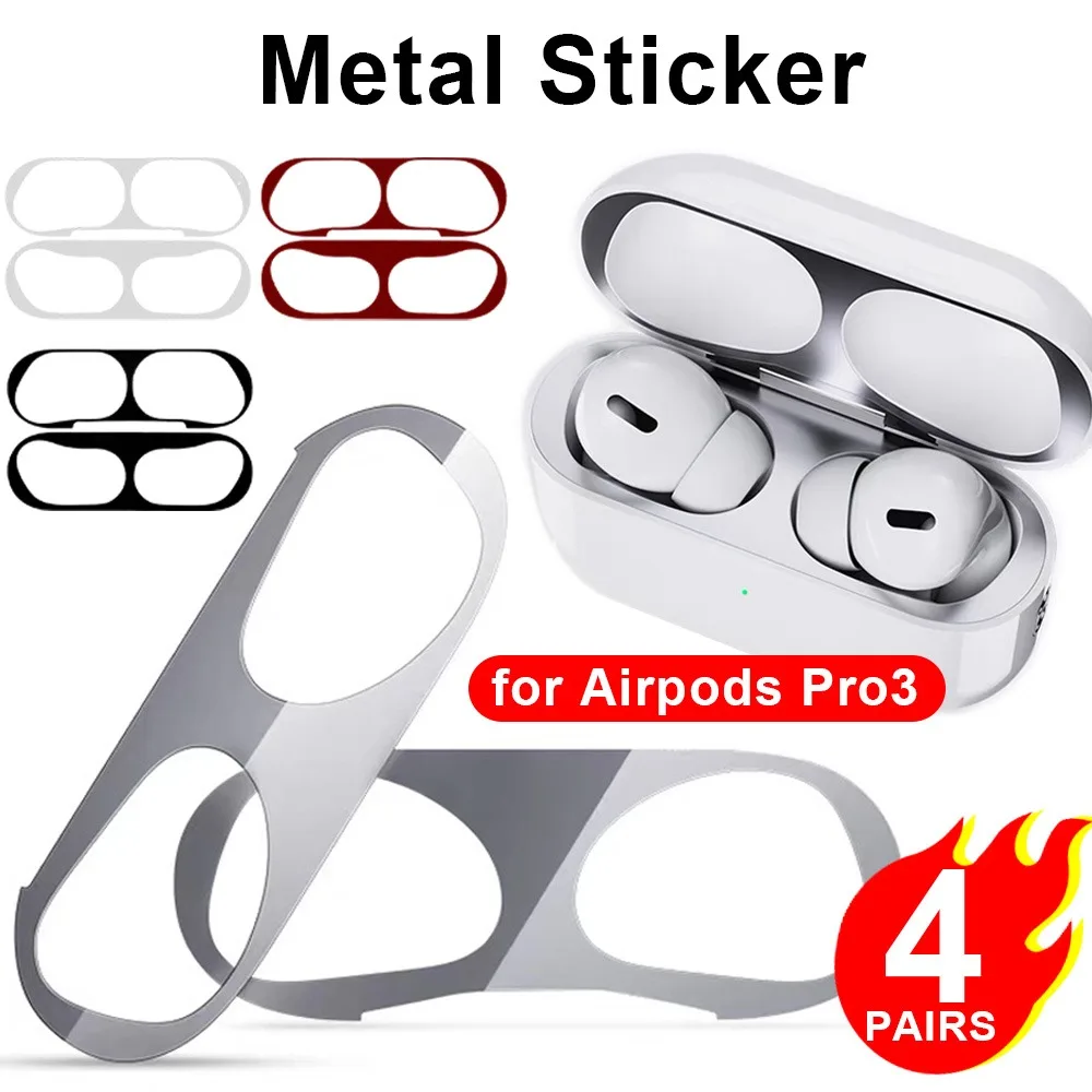 Metal Dust Guard Sticker Cover for Apple AirPods Pro 3 Dust Guard Protective Anti-scratch Earbuds Film Headphone Box Accessories
