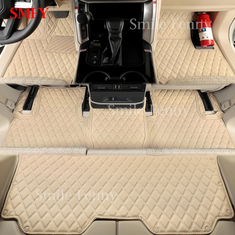 

For Toyota Land Cruiser 300 LC300 2022 2023 Seven Seat Car Floor Mats Leather Foot Pad Anti-dirty Footpad Carpet Liner Cover