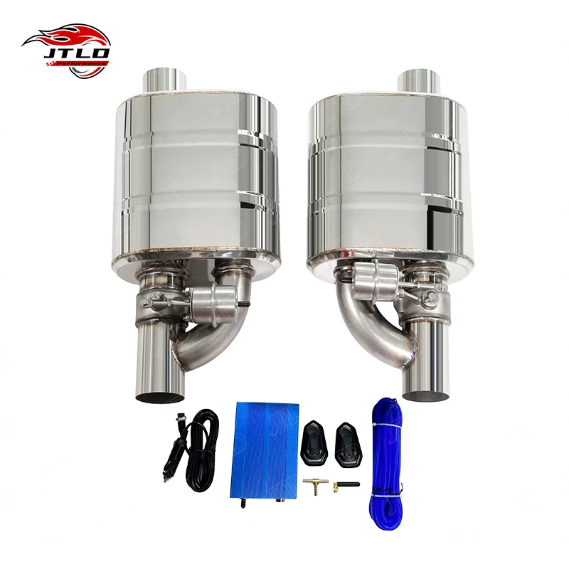 JTLD Stocking 76mm 3 Inch 201SS Universal Single Vacuum Valve Muffler With Remote Control For Car Valvtronic Exhaust System