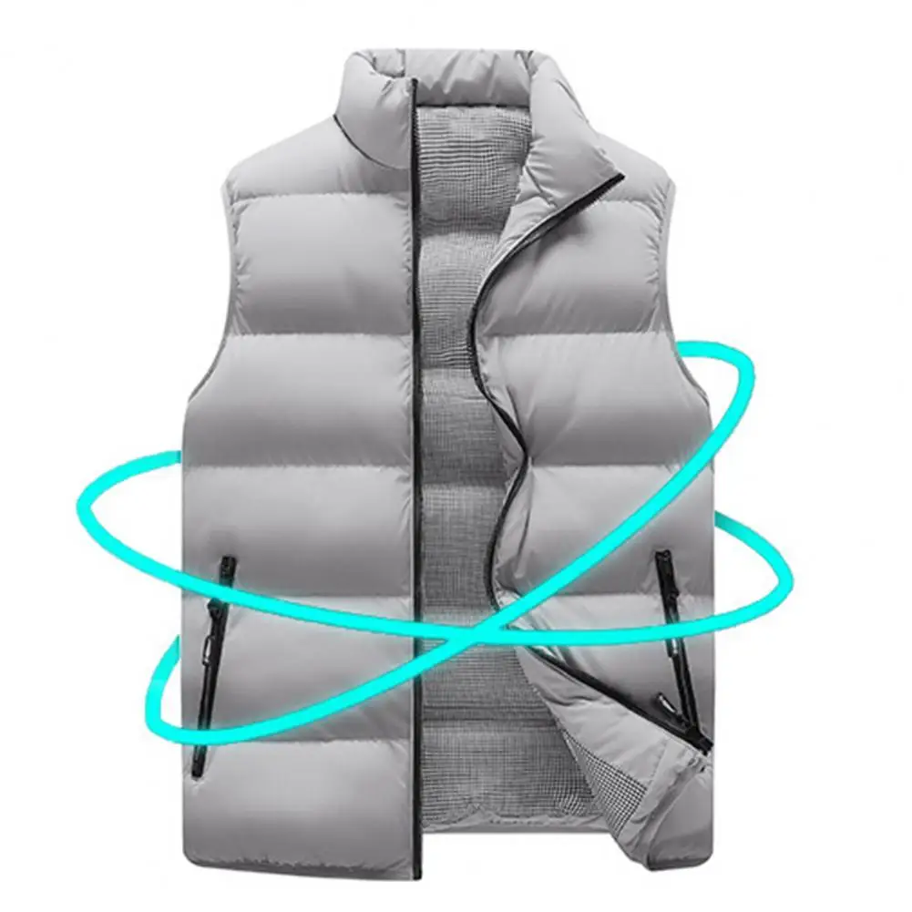 

Popular Vest Coat Stand Collar Thickened Men Vest Warm Pockets Waistcoat