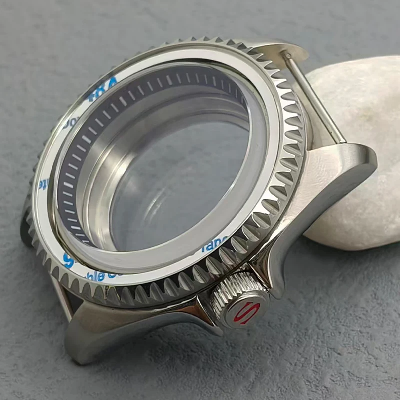 Mod 42 مللي متر SKX007 ساعة حافظة قبة الياقوت والزجاج والكريستال يناسب NH35 NH36 4R35 7S26 حركة 28.5 الطلب الرجال الغوص ساعة الحالات