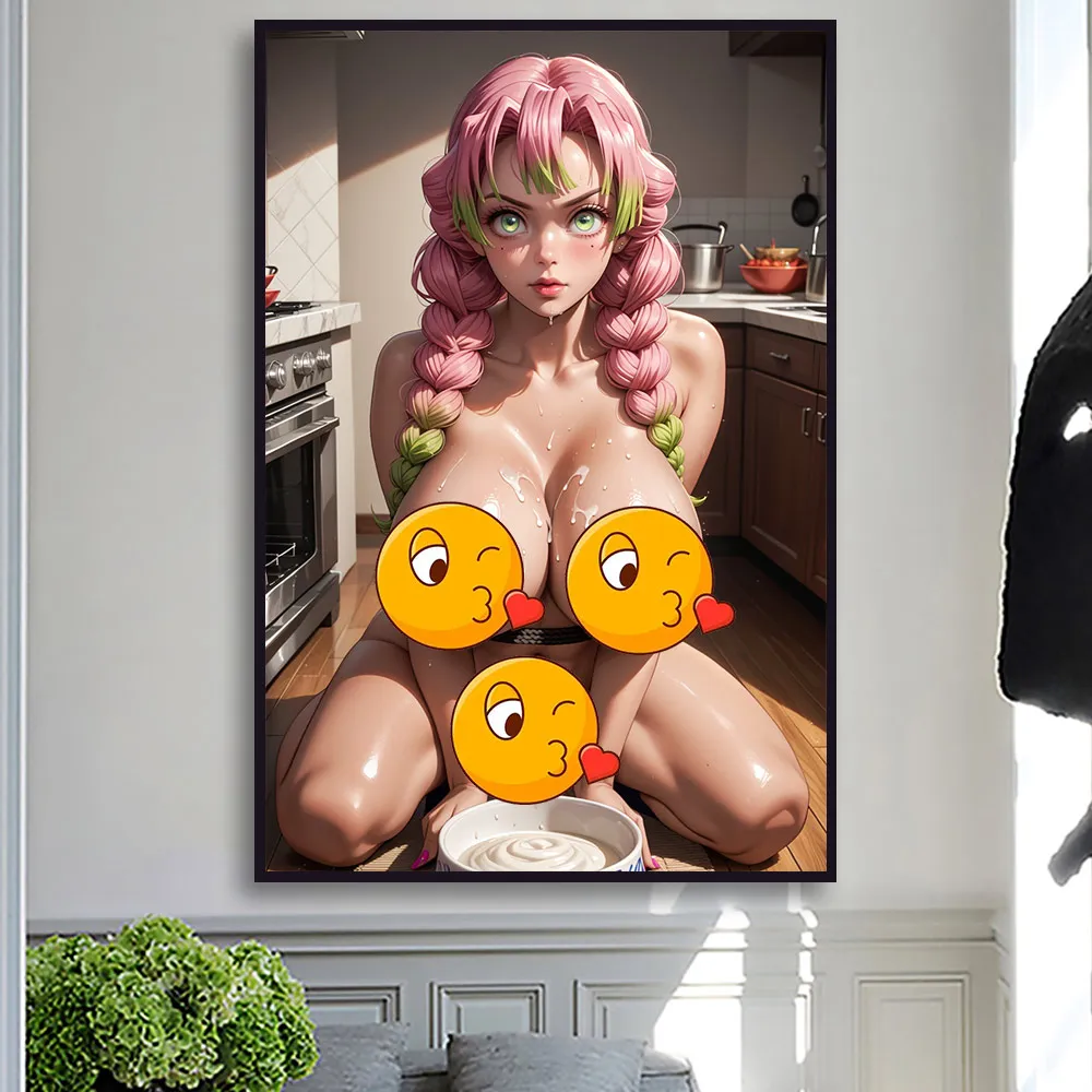 انمي ياباني الكرتون مثير الجمال Kanroji قماش المشارك غير خاضعة للرقابة الكبار العري 18 + wallart ديكور المنزل اللوحة NSFW جدارية