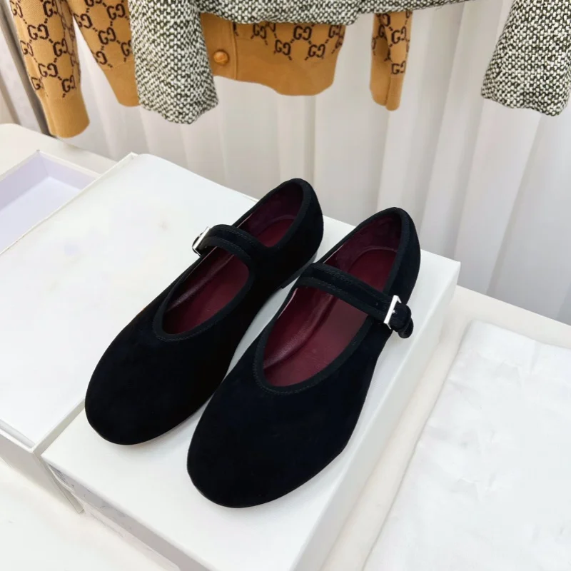 Buty damskie Mary Jane z owczej skóry, buty do baletu na bardzo niskim obcasie, z klamrą z okrągłym noskiem, pojedyncze buty z prawdziwej skóry, małe skórzane buty