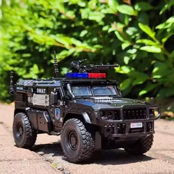 1/32 Armored Car Model Toys Die Cast Alloy Special Police Vehicle Sound Light Pull Back High Simulation Models Decorative Gifts