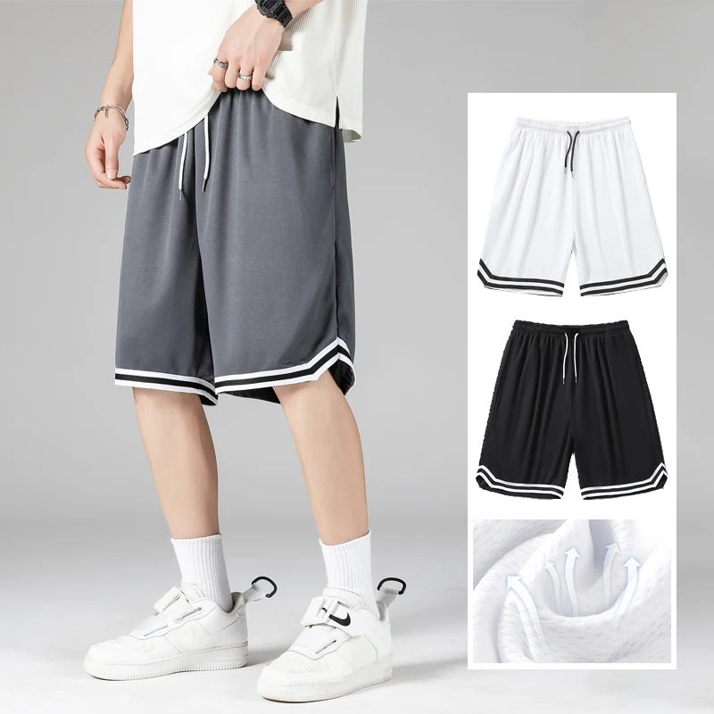 Summer Thin Breathable Mesh Shorts Men Fabric Baggy Basketball Short Sport Bermuda Running Joggers Quick Dry Gym Sweatpants 5XL