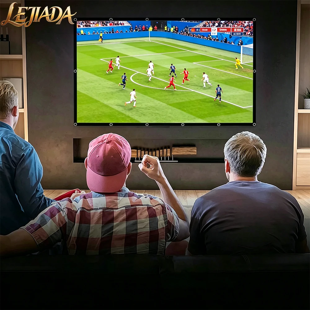 LEJIADA New 4K HD Anti-Light Brighten Projector Screen 16:9 Black Border With Holes White Grid 160° Wide Viewing 60-130 inch