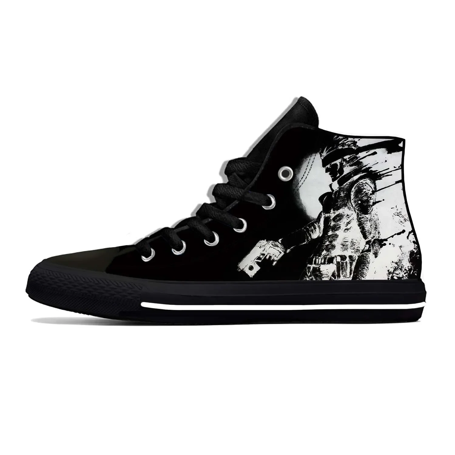 Summer Hot Anime Cartoon Game Metal Gear Solid Funny Casual Shoes High Top scarpe da tavola leggere Sneakers da uomo traspiranti da donna