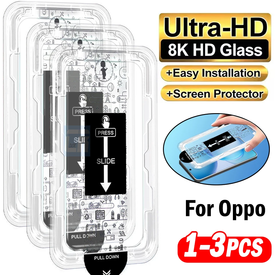 1-3Piece Dust-Free Tempered Glass For Oppo Reno16 Pro Screen Protector For Oppo Reno16 F 16 FS 16C Auto Installation Tool Film