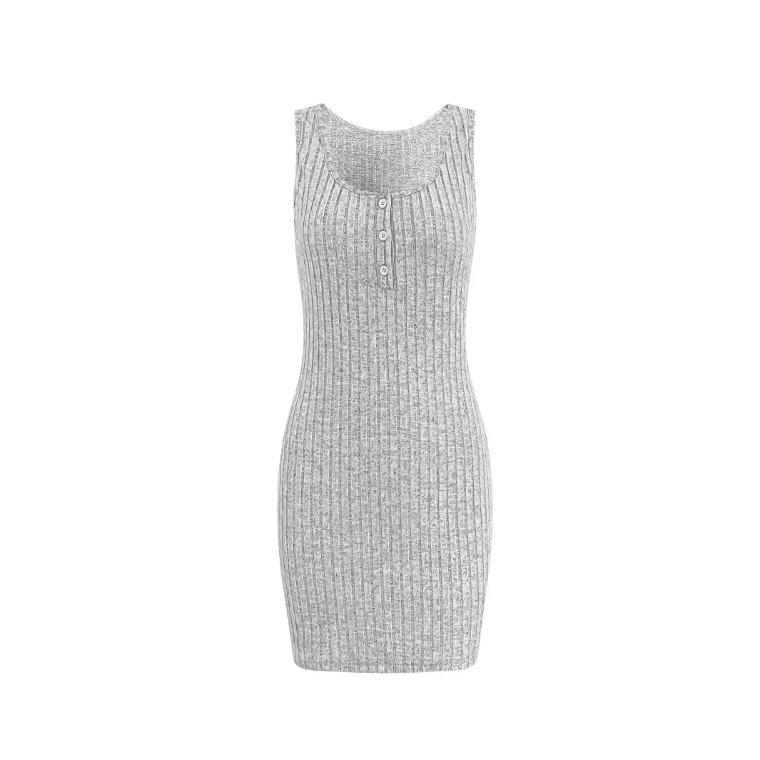 

Sexy Slim Dress Solid Ribbed Tank Dress Casual Fitted Midi Dress Two Piece Jacket Set For Women Chic Beach Holiday Outfit