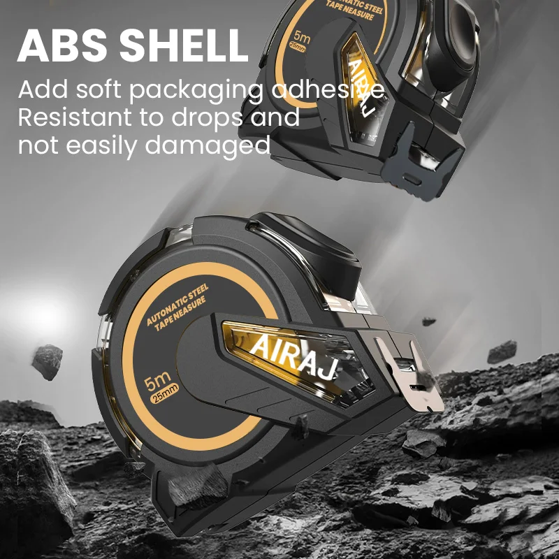 【セール中】AIRAJ 3 メートルから 10 メートルメートルメートルセルフロック巻尺ゴムコーティング、高精度直定規測定ツールハンドツール