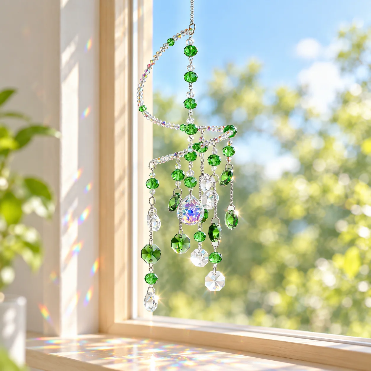 Crystal Bead Suncatcher Ready To Hang Window Decor Garden Suncatcher Artificial Crystal Crystal Pendant For Home Decor Patio