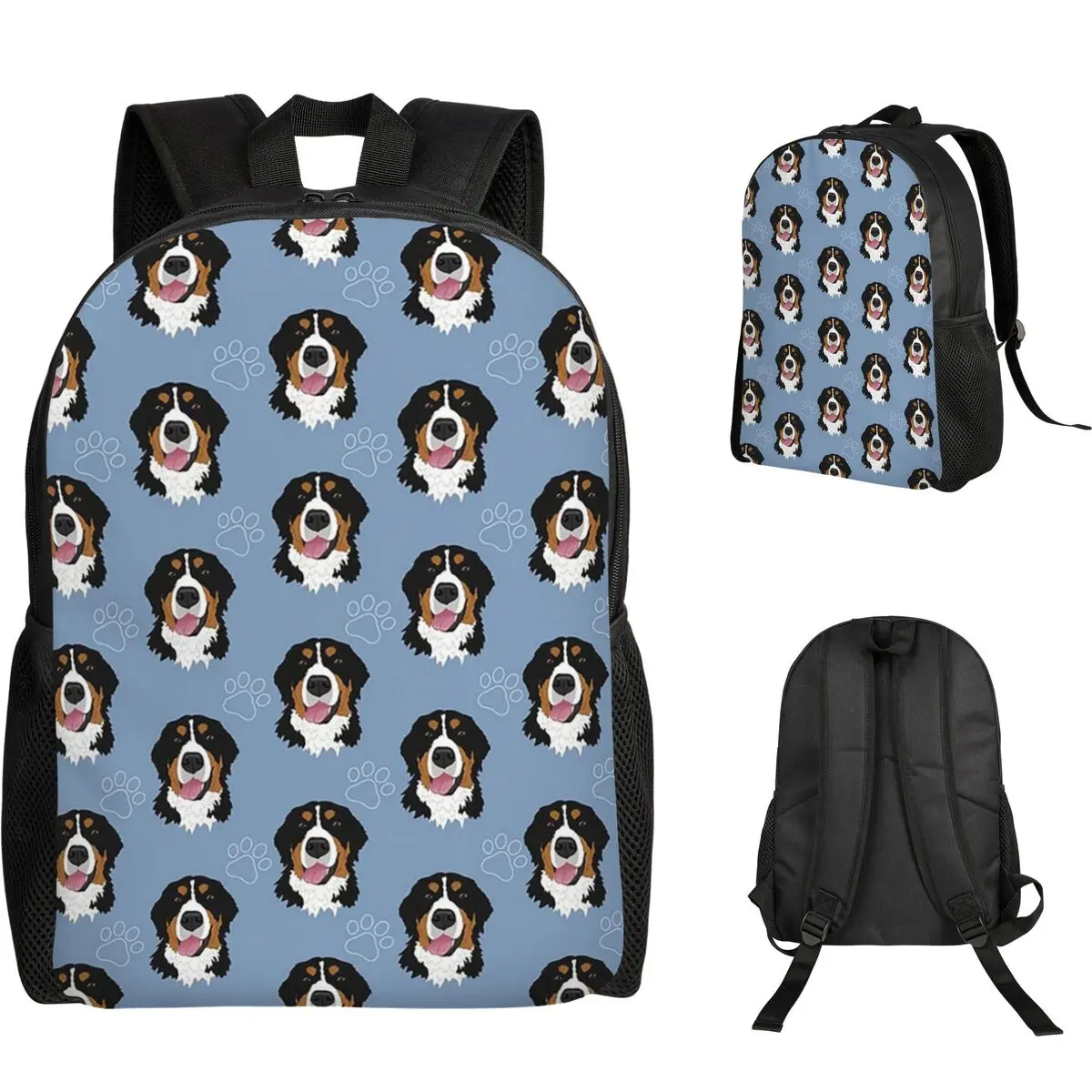 

Bernese Mountain Dog Pattern-blue Backpack Student Boys Girls BookBag School Bag Laptop Shoulder Bags
