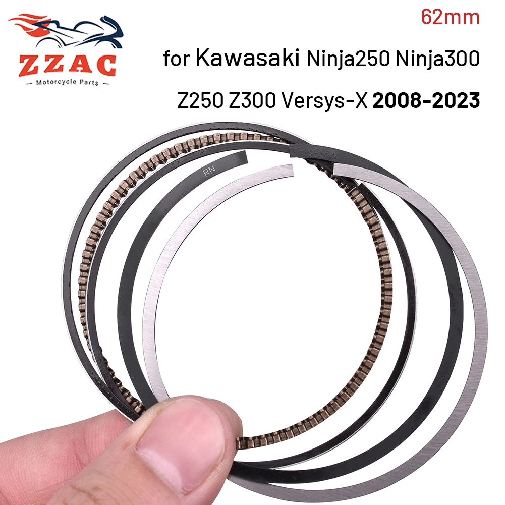 62mm Piston Rings for Kawasaki Ninja250R Ninja300R Ninja300 Ninja 250R 300R 300 Z250 Z300 Versys-X ABS SE 2008-2023 Motorcycle