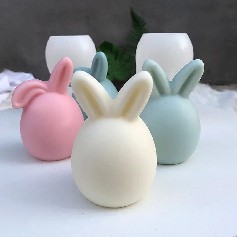 3D Egg Bunny Silicone Candle Mold Faceless Rabbit Head Aromatherapy Soap Plaster Resin Mould Candle Making Supplies Home Decor