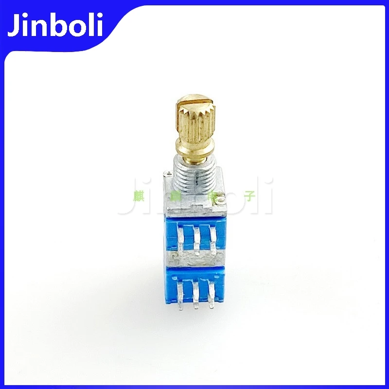 2PCS 09 Type 4 Link Double Adjustable Potentiometer B100K B104*2 Push Shaft With Center Positioning Car Audio 12Pins Shaft 15mm