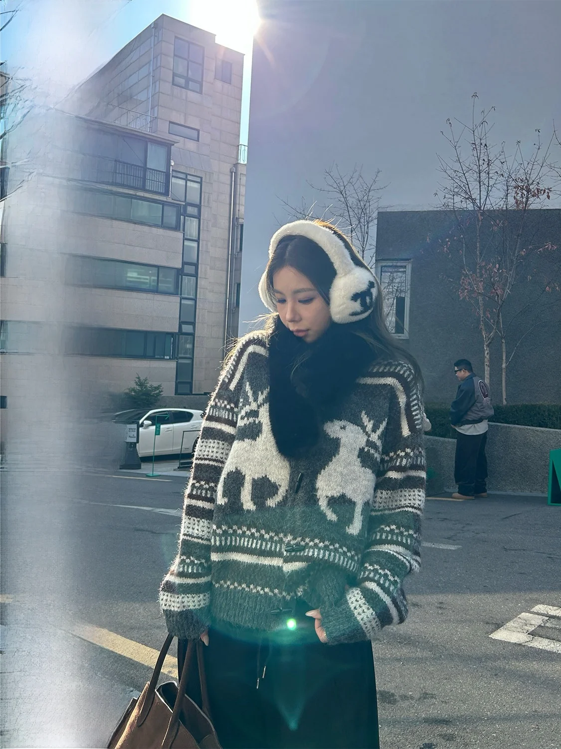 

Женский вязаный кардиган Cisas с вышивкой оленя, на пуговицах, с длинными рукавами, стандартной длины, из полиэстера, нейлона и шерсти