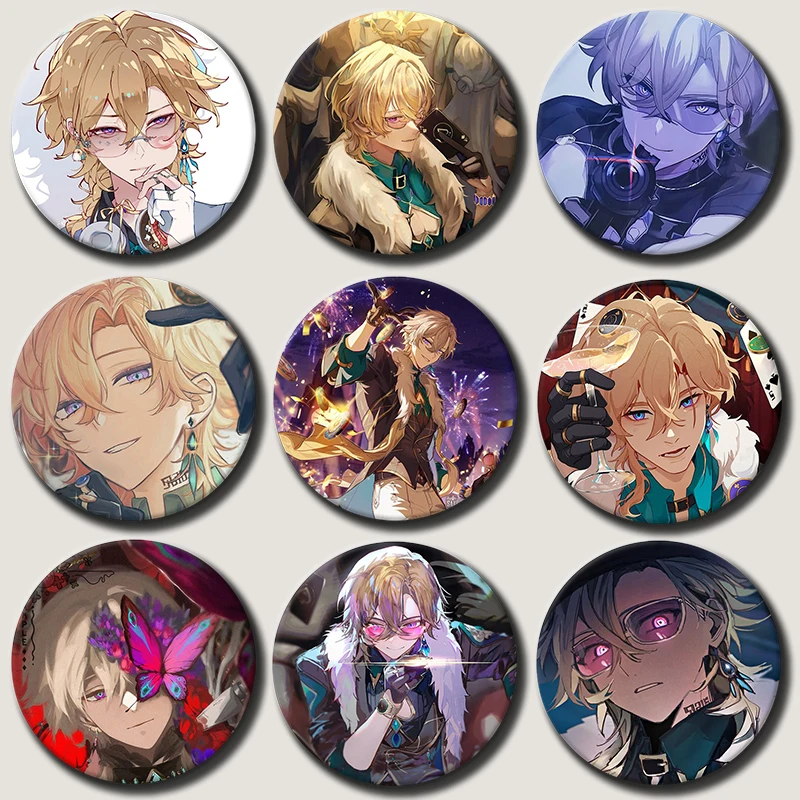 58mm Anime Character Aventurine Pins Tinplate Badge Cartoon Brooches for Backpack Hat Clothes Decoration Fans Collection Gifts