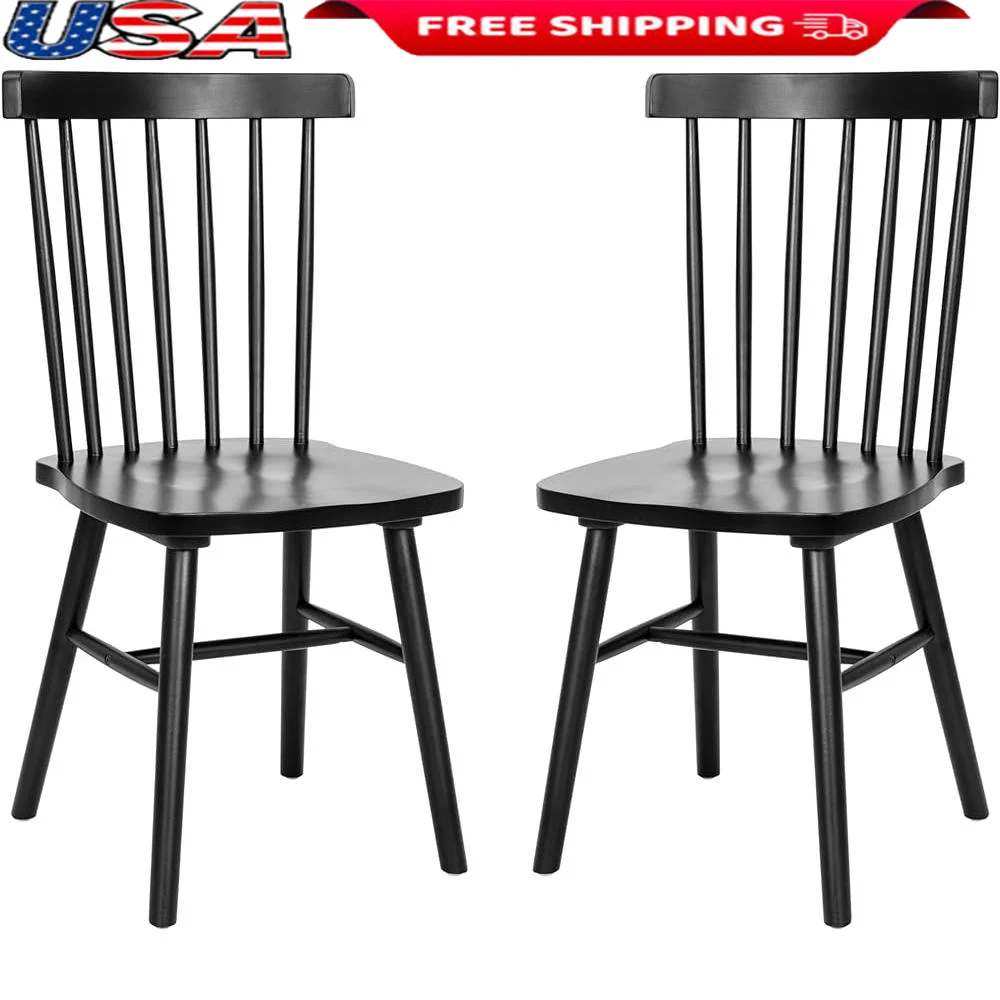 

Solid Wood Dining Room Chairs Set of 2 Modern Armless Kitchen Restaurant Seating Comfortable Durable No Assembly Required