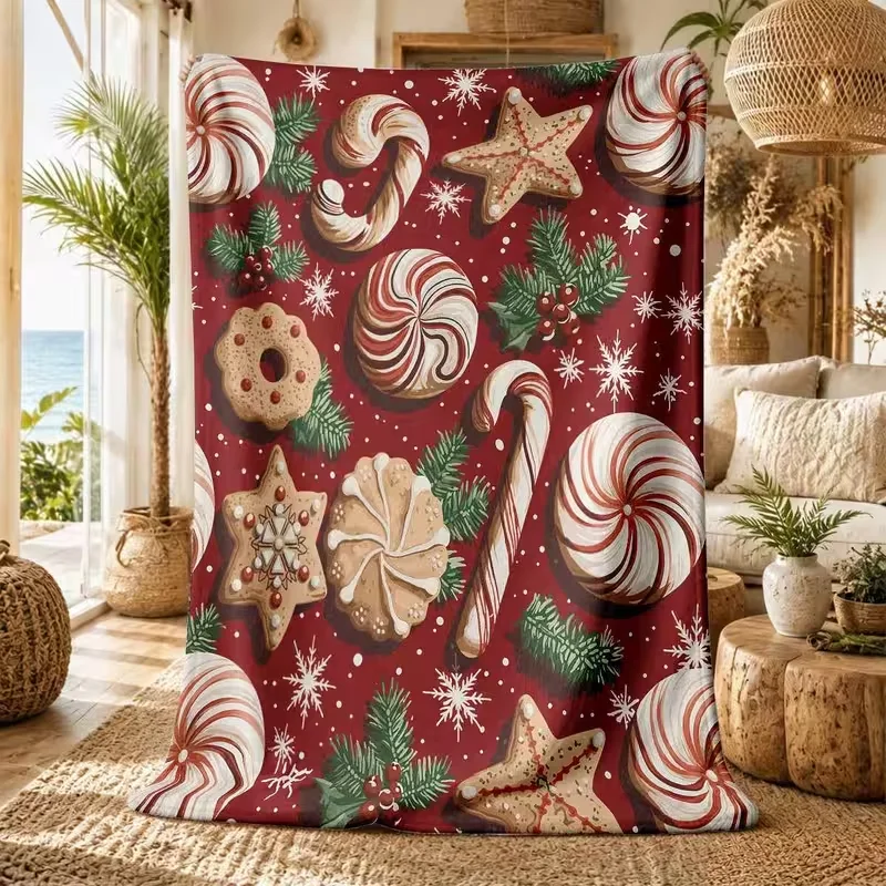Hello Fall Autumn Element Throw Blanket Pumpkin Maple Leaf Pie Print Soft Warm Thanksgiving Decor Blanket All Season