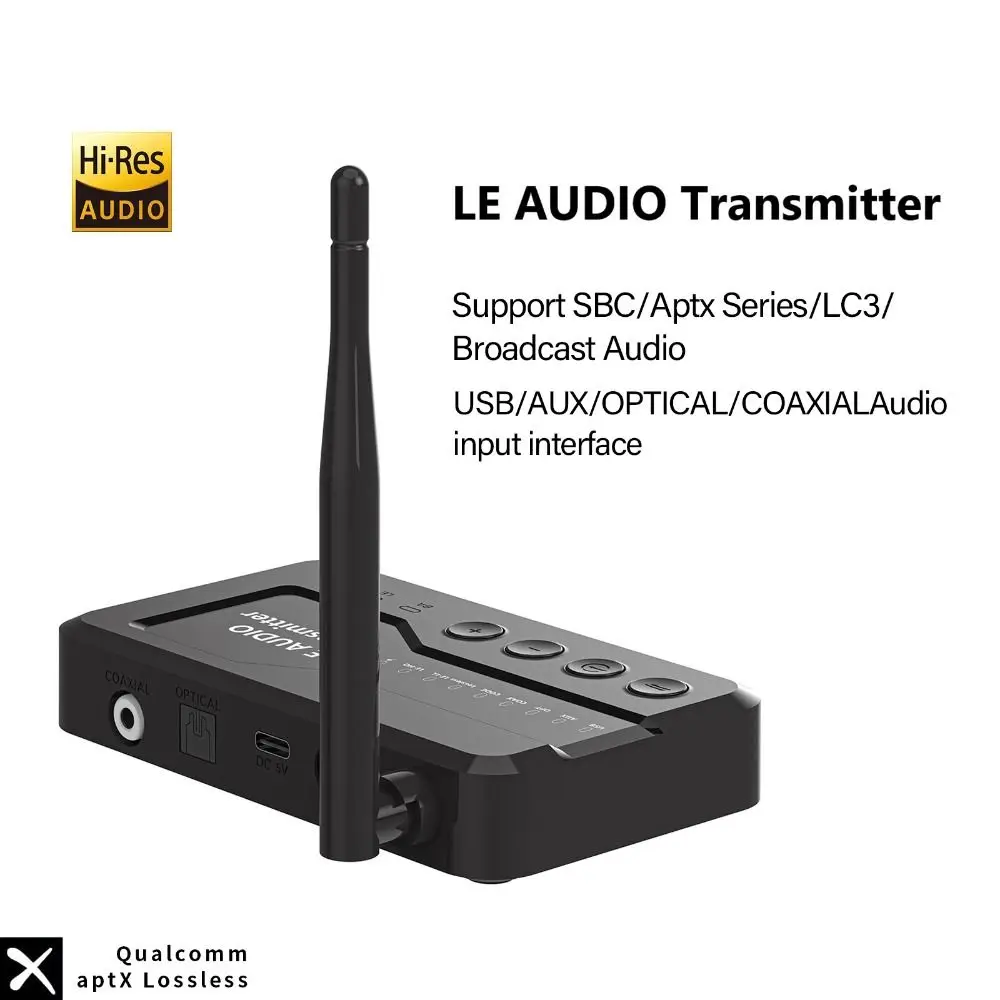 

Auracast LE Audio Transmitter Lossless LC3 Bluetooth 5.4 Audio Transmitter Type-C Low Latency Wireless Stereo Adapter
