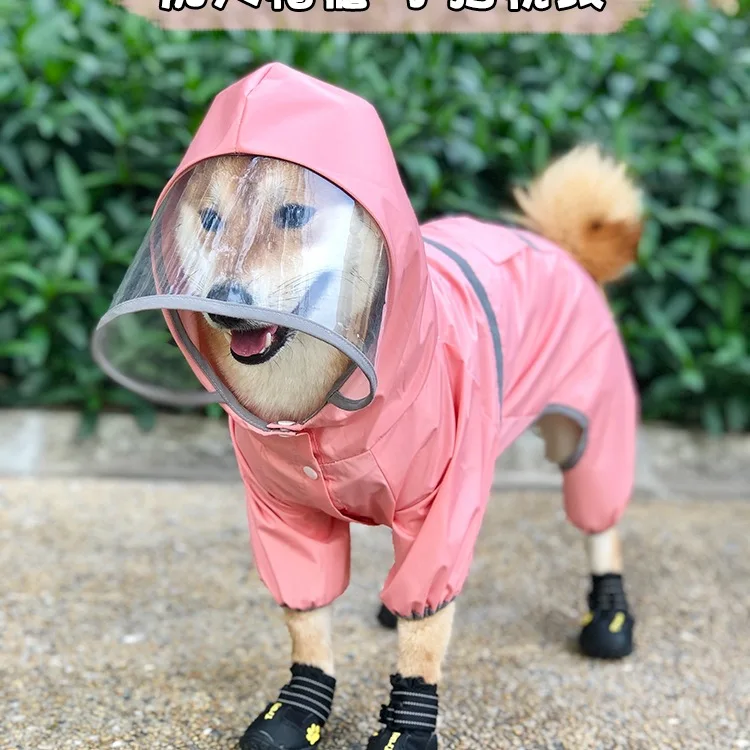 

Dog raincoat four-legged all-inclusive medium-sized dog pet poncho teddy small dog Shiba Schnauzer rainy day clothes waterproof