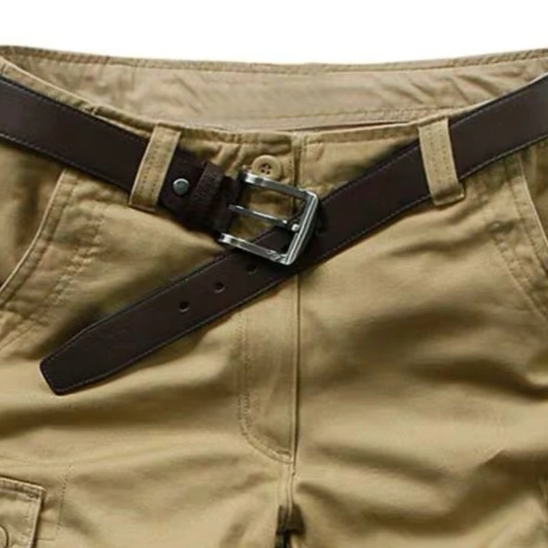 Men's Summer Shorts Belt Workwear Multi-Pockets Big Size Simple Loose Casual Comfortable Brand Fashion Design Sense Elements