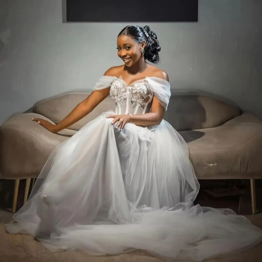 Aso Ebi Nigeria Bride Robe for Wedding Lace Bridal Gowns Photoshoot Maternity Dressing Gown For Photography Customized