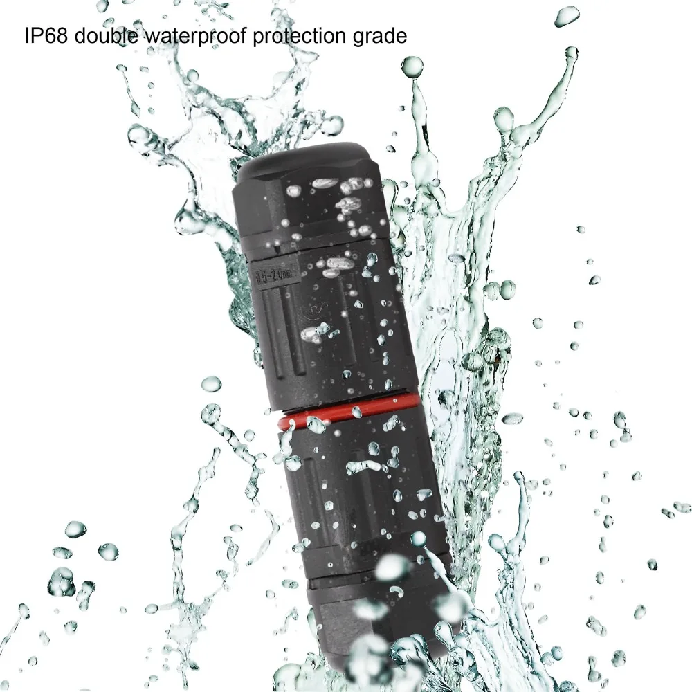 CDF M3 Cable Connector PA66 Fire Retardant 3 Pin IP68 Waterproof Connector Quick Screw 4-7mm Wire to Wire Adapter