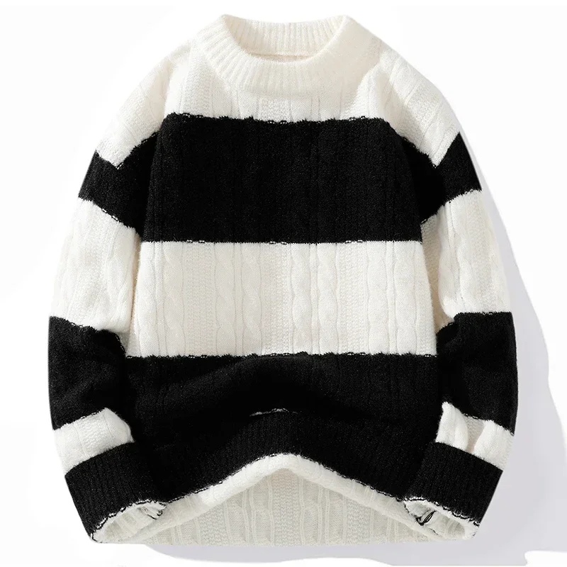Maglione pullover girocollo casual alla moda da uomo nuovo, comodo top lavorato a maglia versatile e alla moda di alta qualità