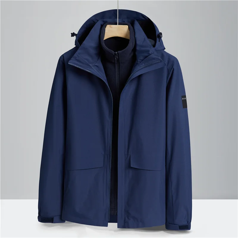 

Мужская деловая повседневная куртка 3-в-1, бесшовное водонепроницаемое пальто для городских поездок, 360° ° Ветрозащитный дизайн с термоподкладкой