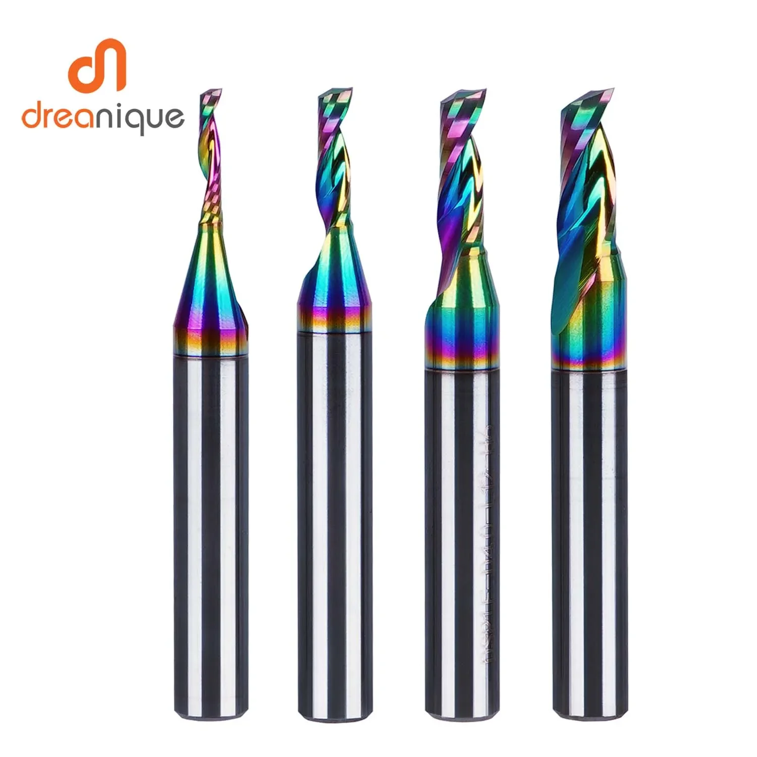 Dreanique 1pc Shank Diameter 6mm Single Flute Carbide Spiral End Mill Aluminum 3D Engraving Woodworking Acrylic DLC Coating