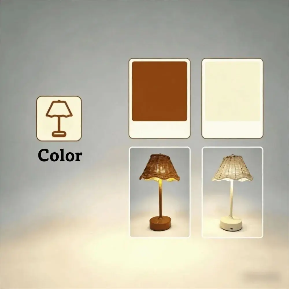 Touch Sensor Rattan Desk Lamp Adjustable Brightness Wireless Design Touch Bedside Lamp Eye Care Dimmable Wicker Table Lamp