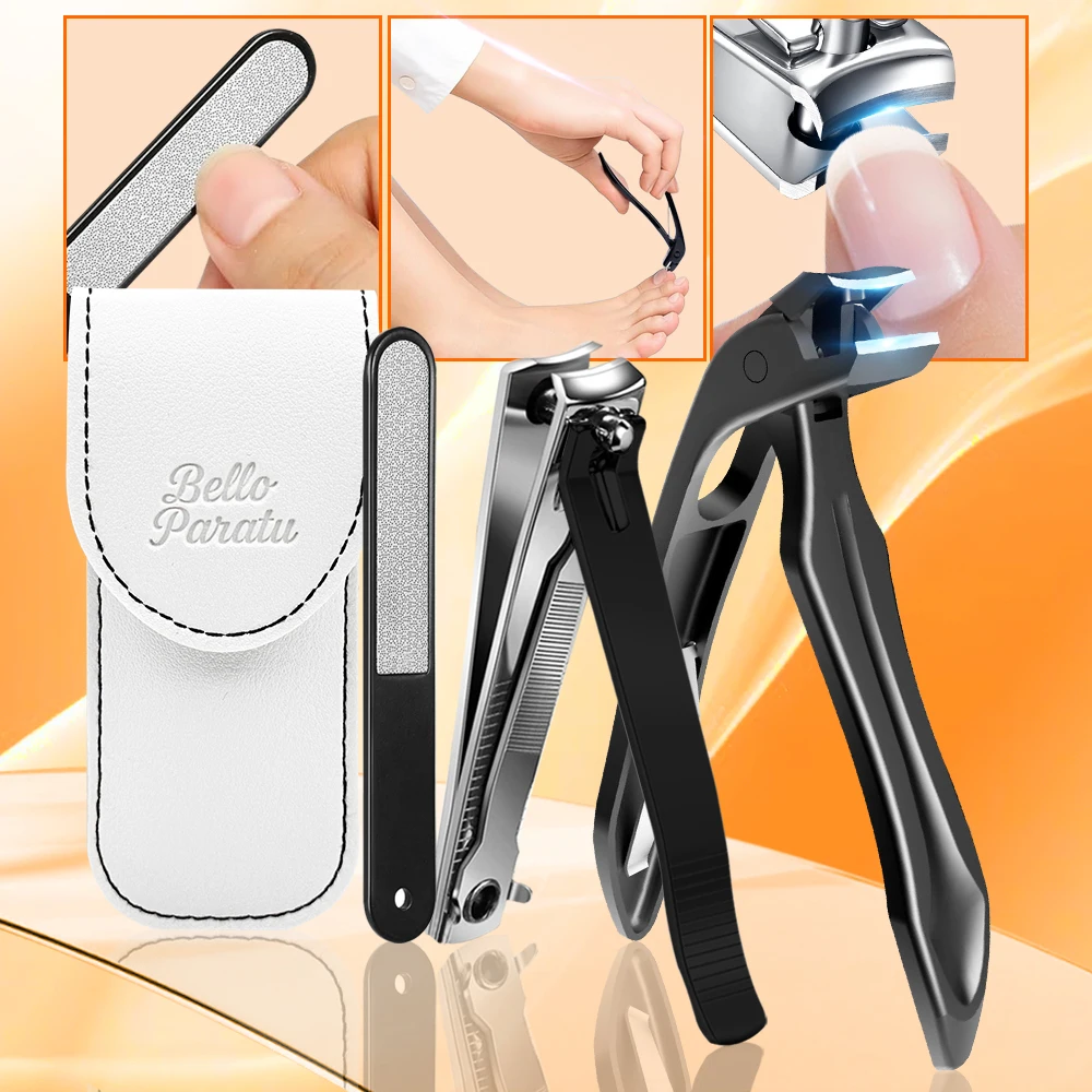 2/3Pcs Set Angled Head Nail Clipper With Catcher Storage Case Toenail Clippers Nail File Anti-splash Manicure Set Tools