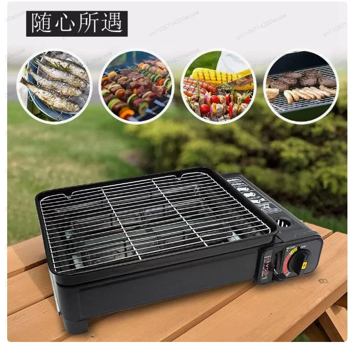 8Grid Roasted Sausage Stove Multi-Functional Camping Roast Meat BBQ Grill Night Market Stall Cassette Stove With Mesh Baking Pan view 2