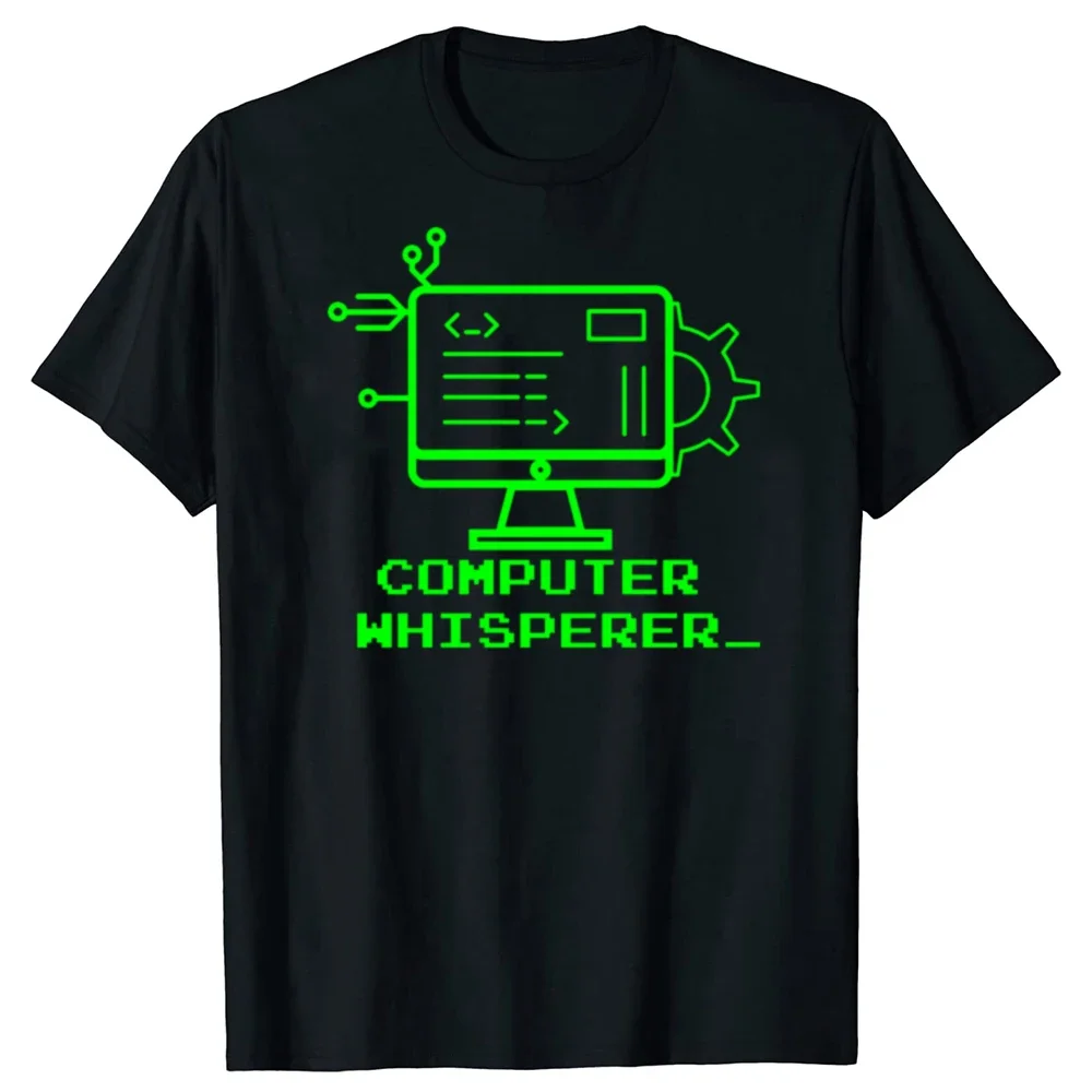 

Computer Whisperer Tech Support Graphic Cotton Crew Neck Short Sleeve T-Shirt Casual Tee for Men