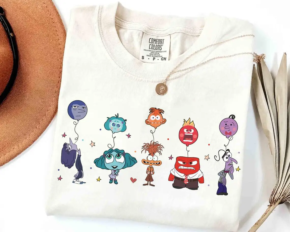 تي شيرت ديزني بيكسار Inside Out مكون من شخصيتين، تي شيرت مناسب للشعور بجميع العواطف، والقلق، والحسد، والتعب، والخوف، والفرح #5