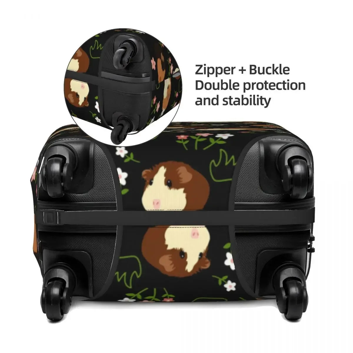 Custom Guinea Pig And Flowers Luggage Cover Protector Cute Animal Travel Suitcase Covers for 18-32 Inch